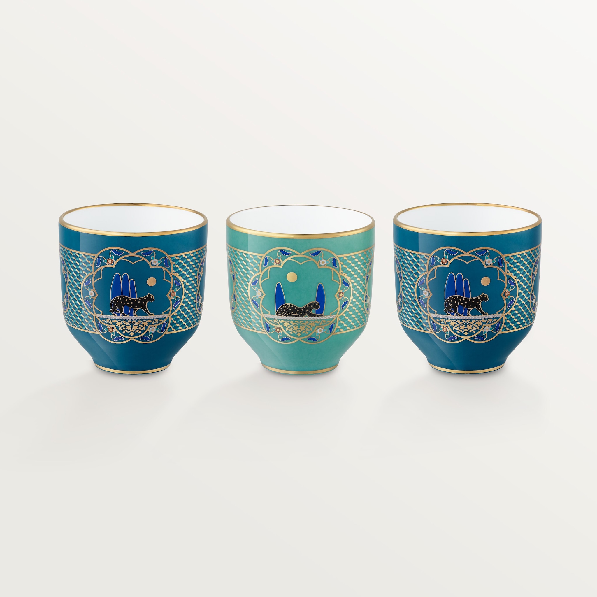 Set of three Panth&egrave;re de Cartier cups