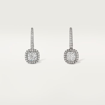 Cartier Destinée sleeper earrings, 2 cushion-cut diamonds, paved Cartier Destinée sleeper earrings, 2 cushion-cut diamonds, paved