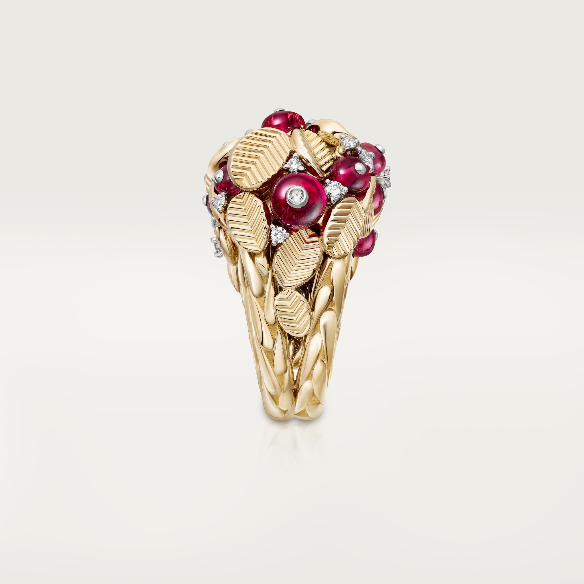 Grain de Caf&eacute; ring, rubellite, semi-paved, image 7