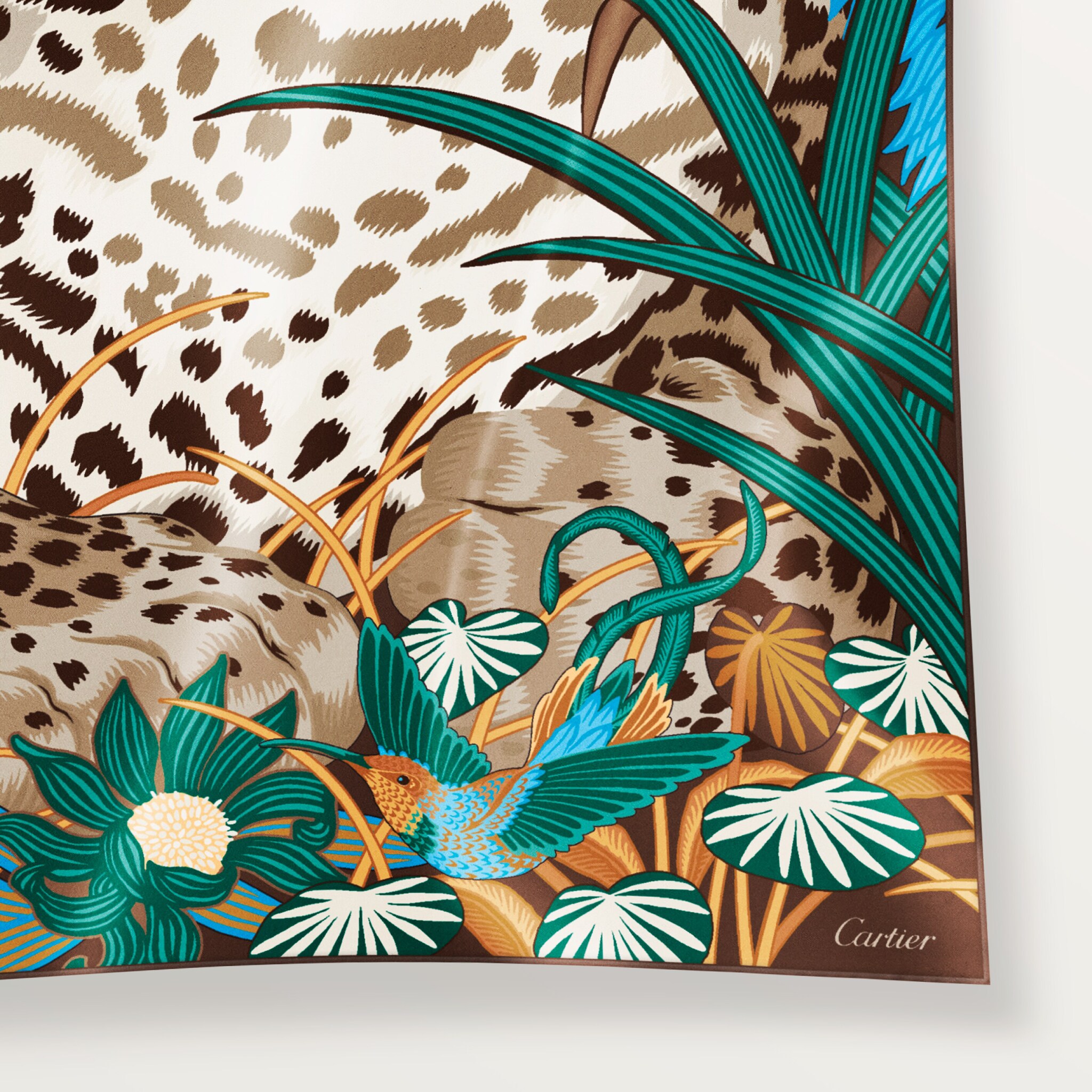 Cartier ジュエリーアニマル　柄 スカーフ カルティエ Cartier/スカーフ ブラック カラフル ジュエリー リング