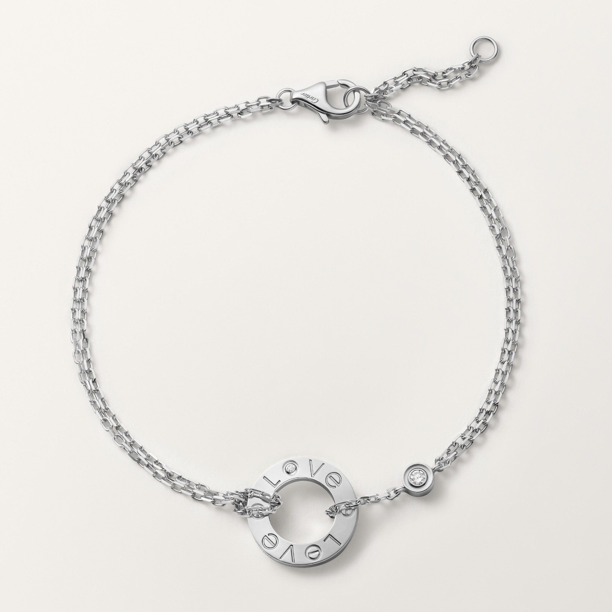 #LOVE# bracelet, on chain, 2 diamonds