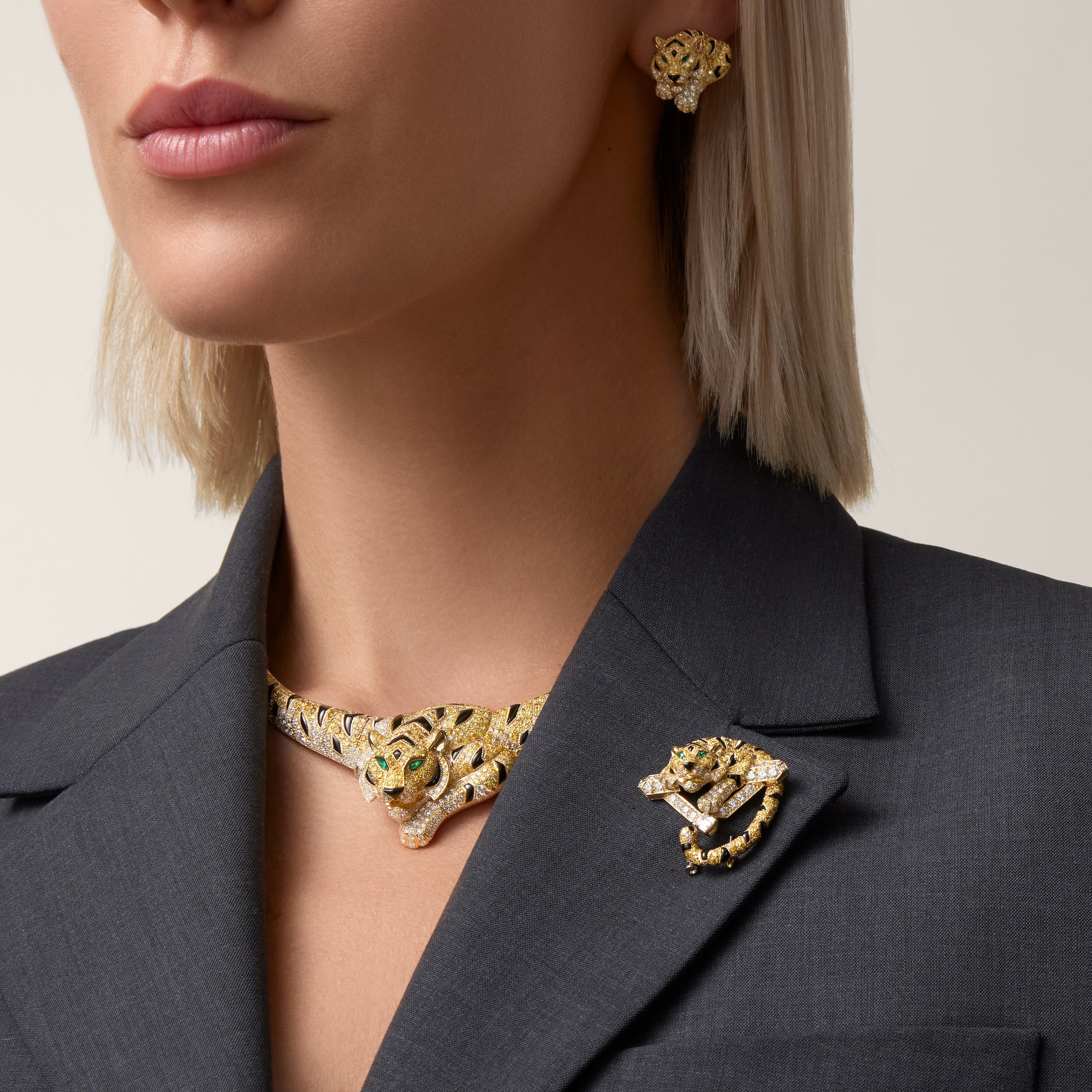 까르띠에 파우나 앤 플로라(동물 및 식물) 브로치, 옐로우, 오렌지 및 브라운 다이아몬드, 파베 세팅, 이미지 5