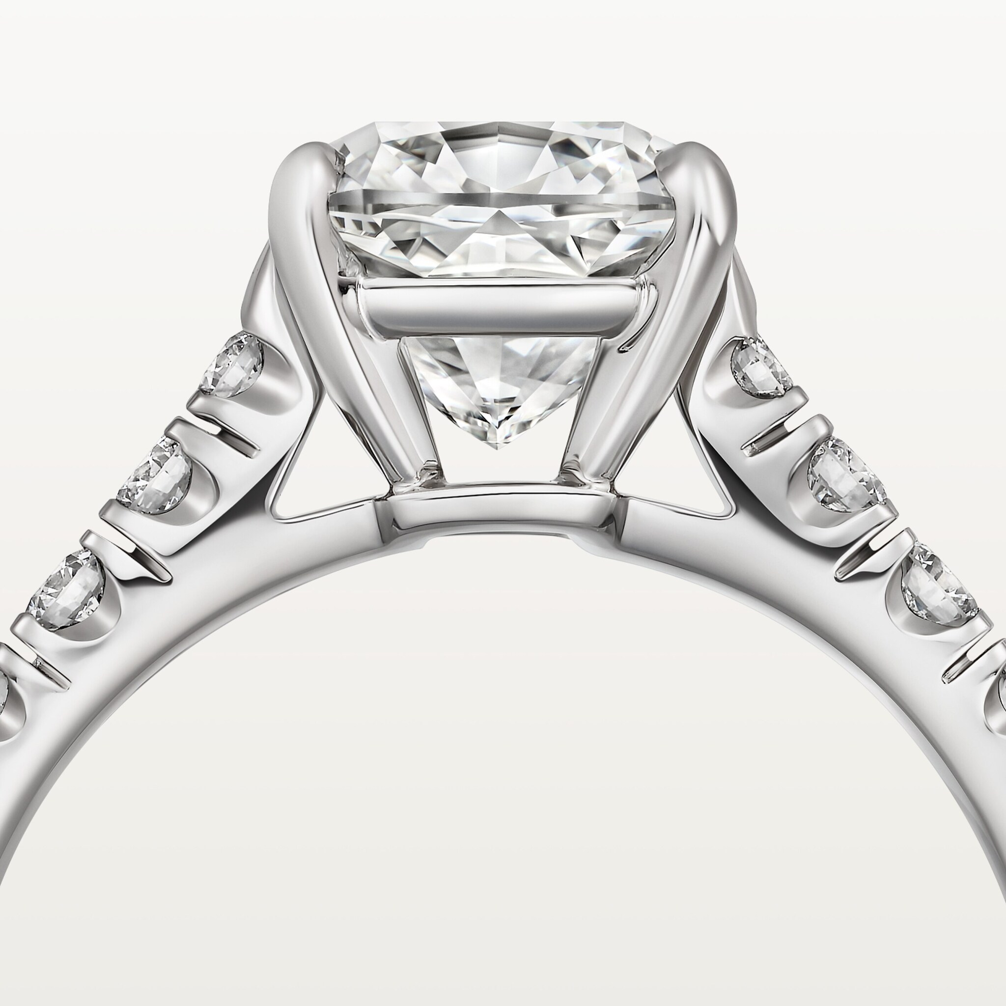 1895 solitaire, cushion-cut diamond, paved , image 5