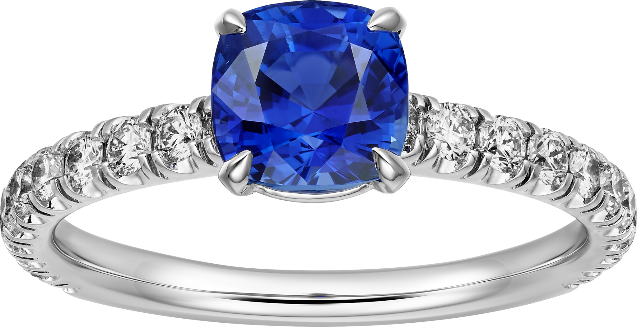 1895 solitaire, cushion-cut sapphire, paved 