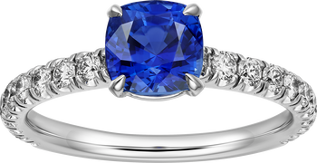 1895 solitaire, cushion-cut sapphire, paved  1895 solitaire, cushion-cut sapphire, paved