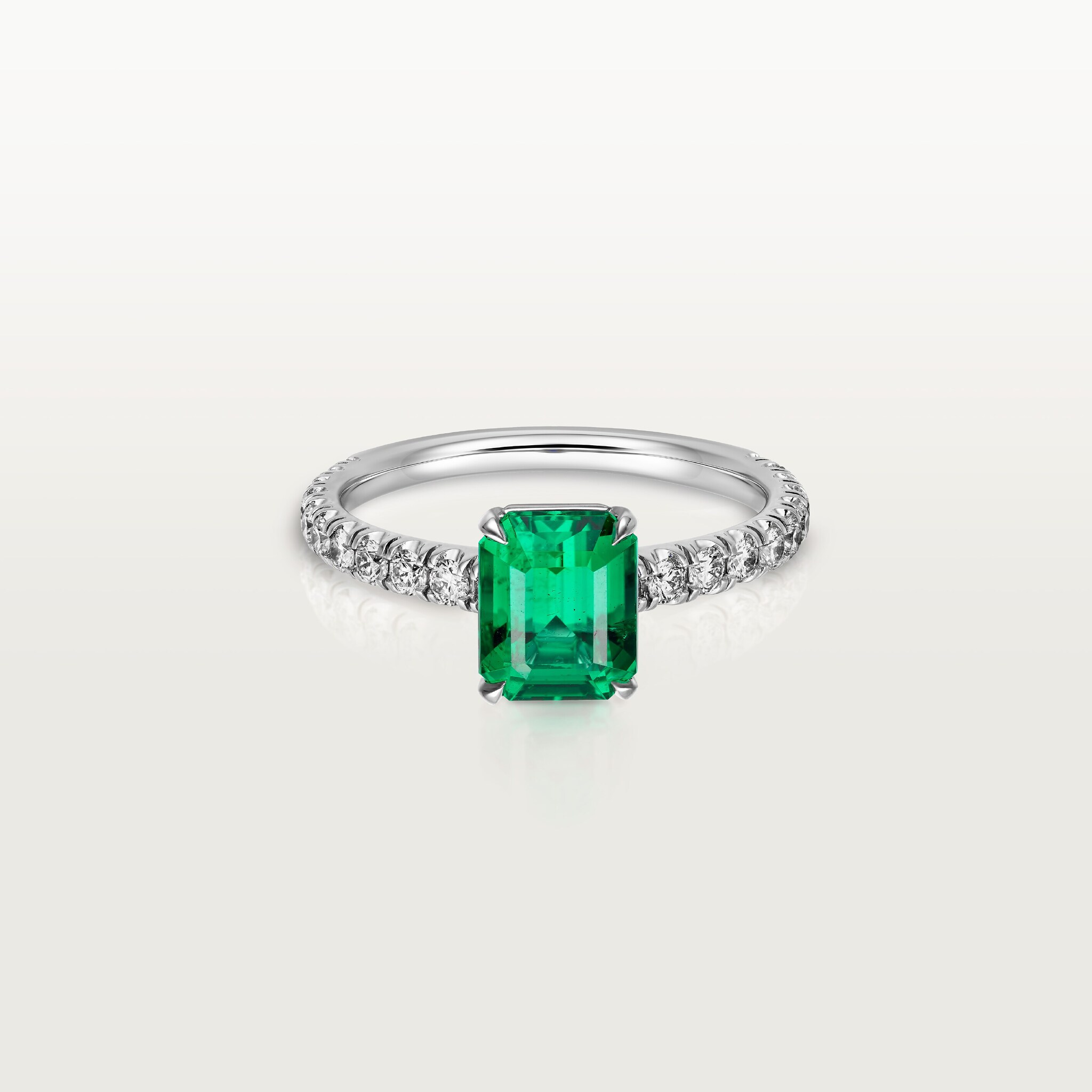 1895 solitaire, emerald-cut emerald, paved 