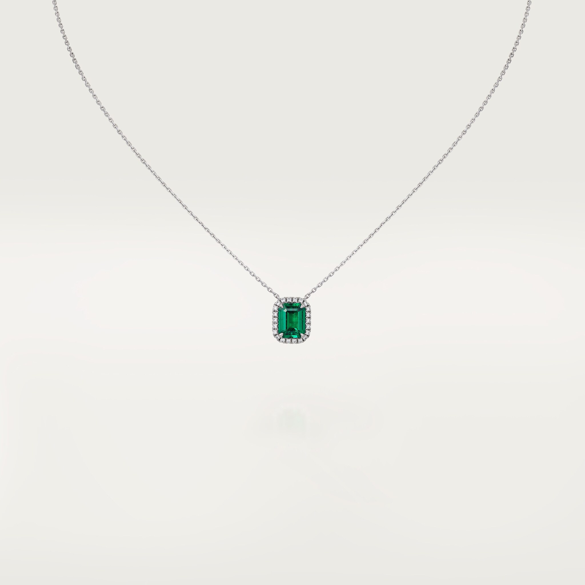 Cartier Destin&eacute;e pendant, emerald-cut emerald, paved 