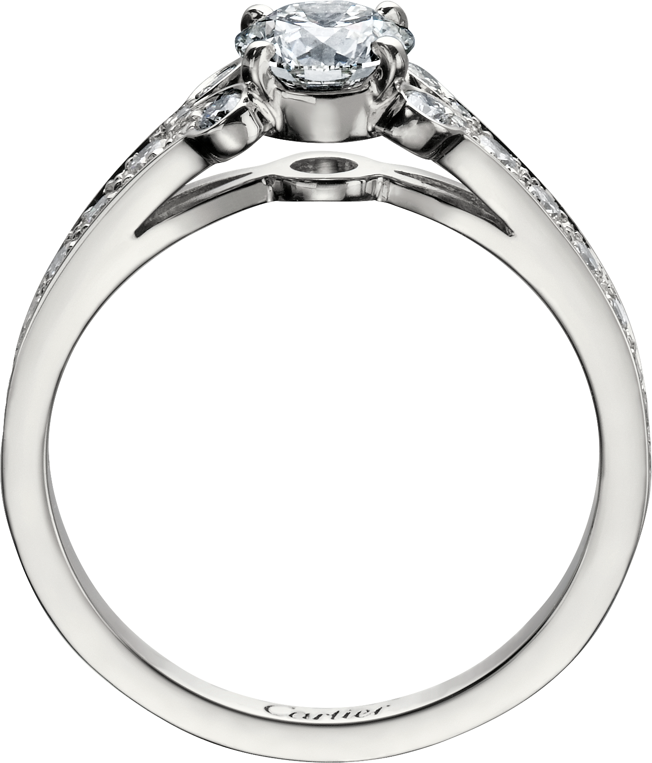 Ballerine solitaire, brilliant-cut diamond, paved 