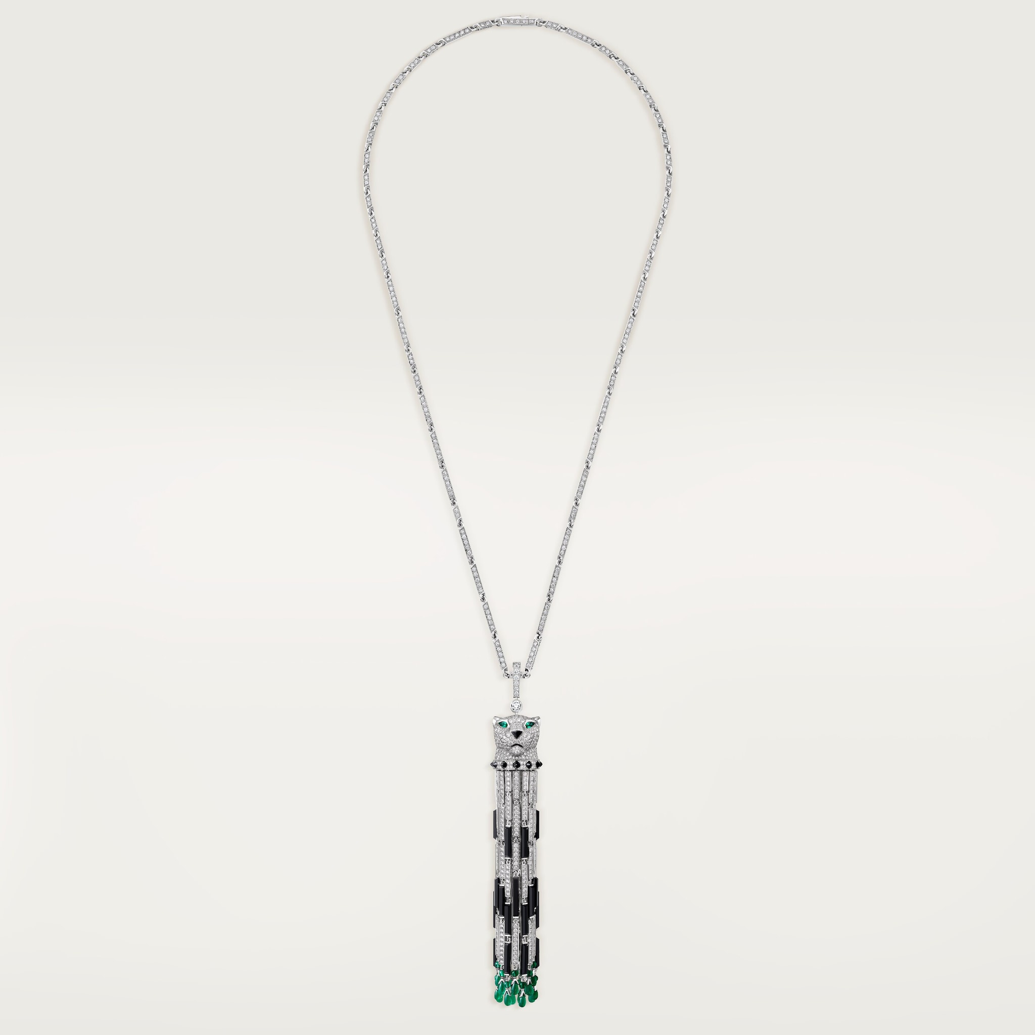 Panth&egrave;re de Cartier long necklace, emerald, multi-wear, large model, paved 