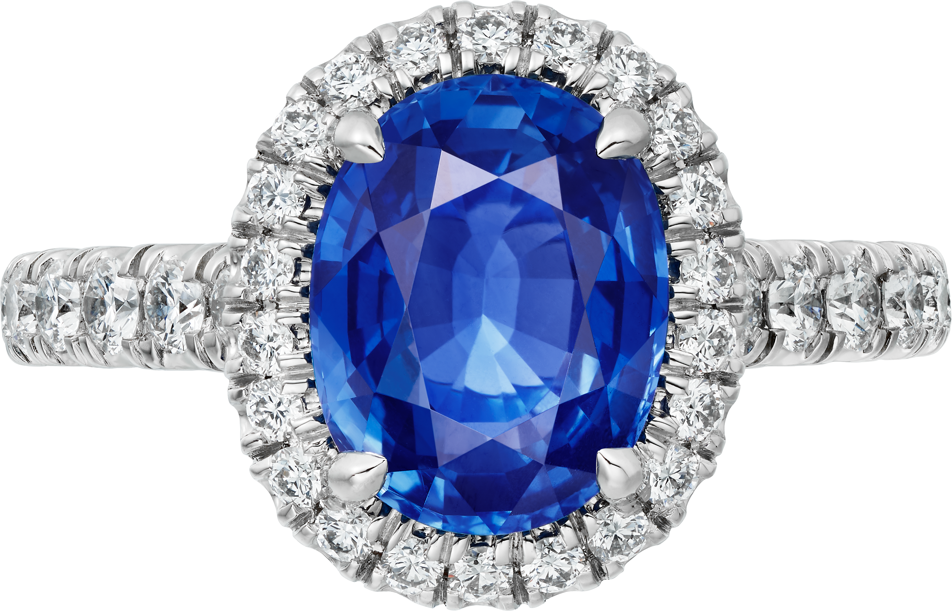 Cartier Destin&eacute;e solitaire, oval-cut sapphire, paved 