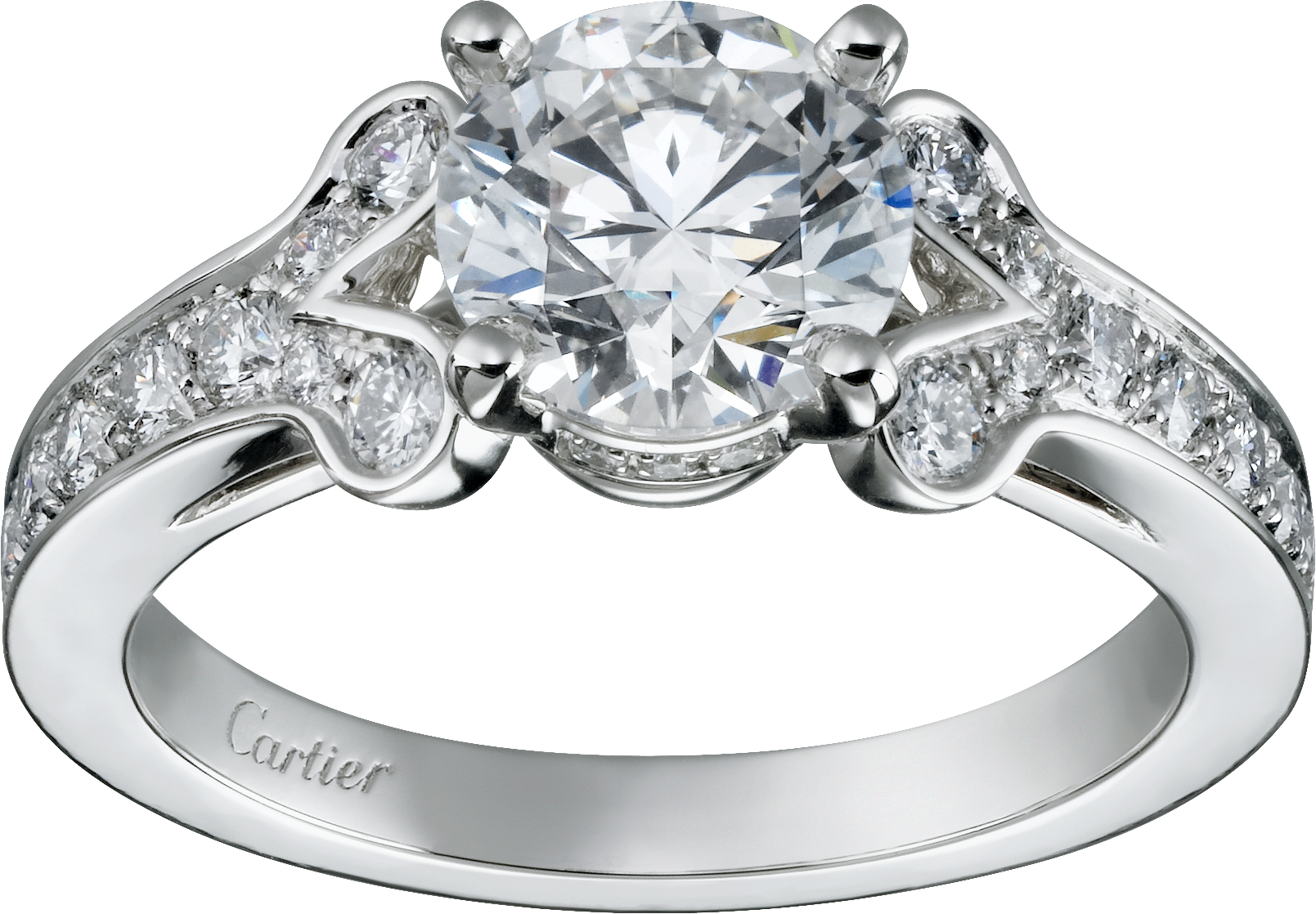 Ballerine solitaire, brilliant-cut diamond, paved 