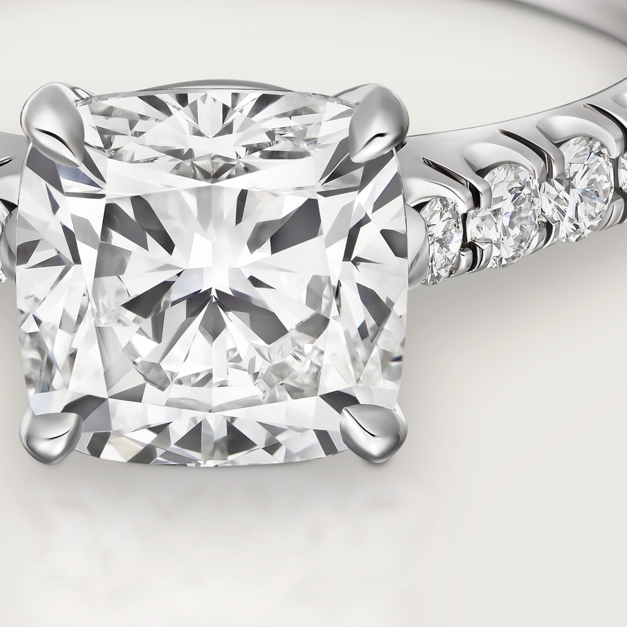 1895 solitaire, cushion-cut diamond, paved , image 6