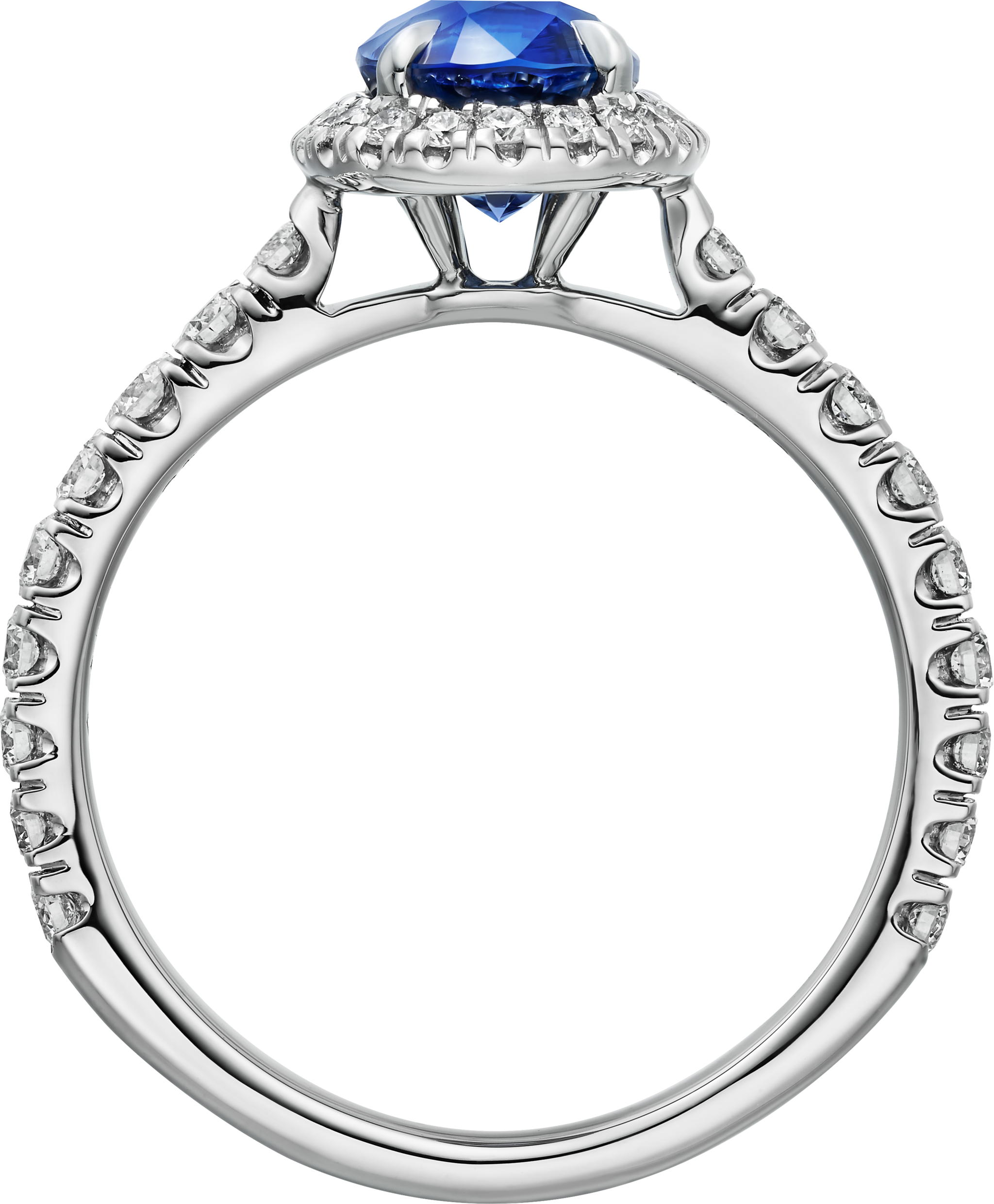 Cartier Destin&eacute;e solitaire, oval-cut sapphire, paved 