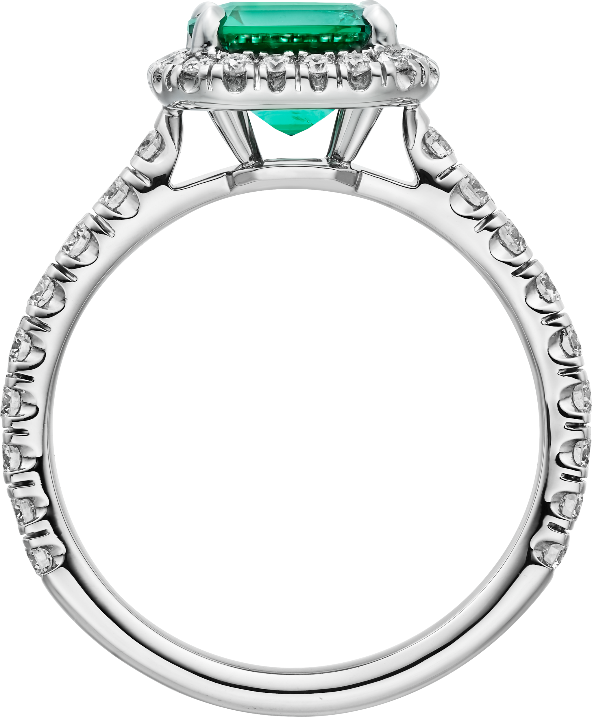 Cartier Destin&eacute;e solitaire, emerald-cut emerald, paved 