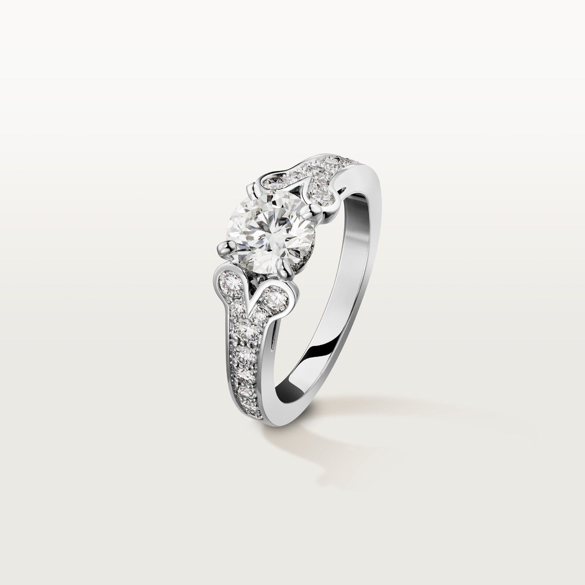 Ballerine solitaire, brilliant-cut diamond, paved 