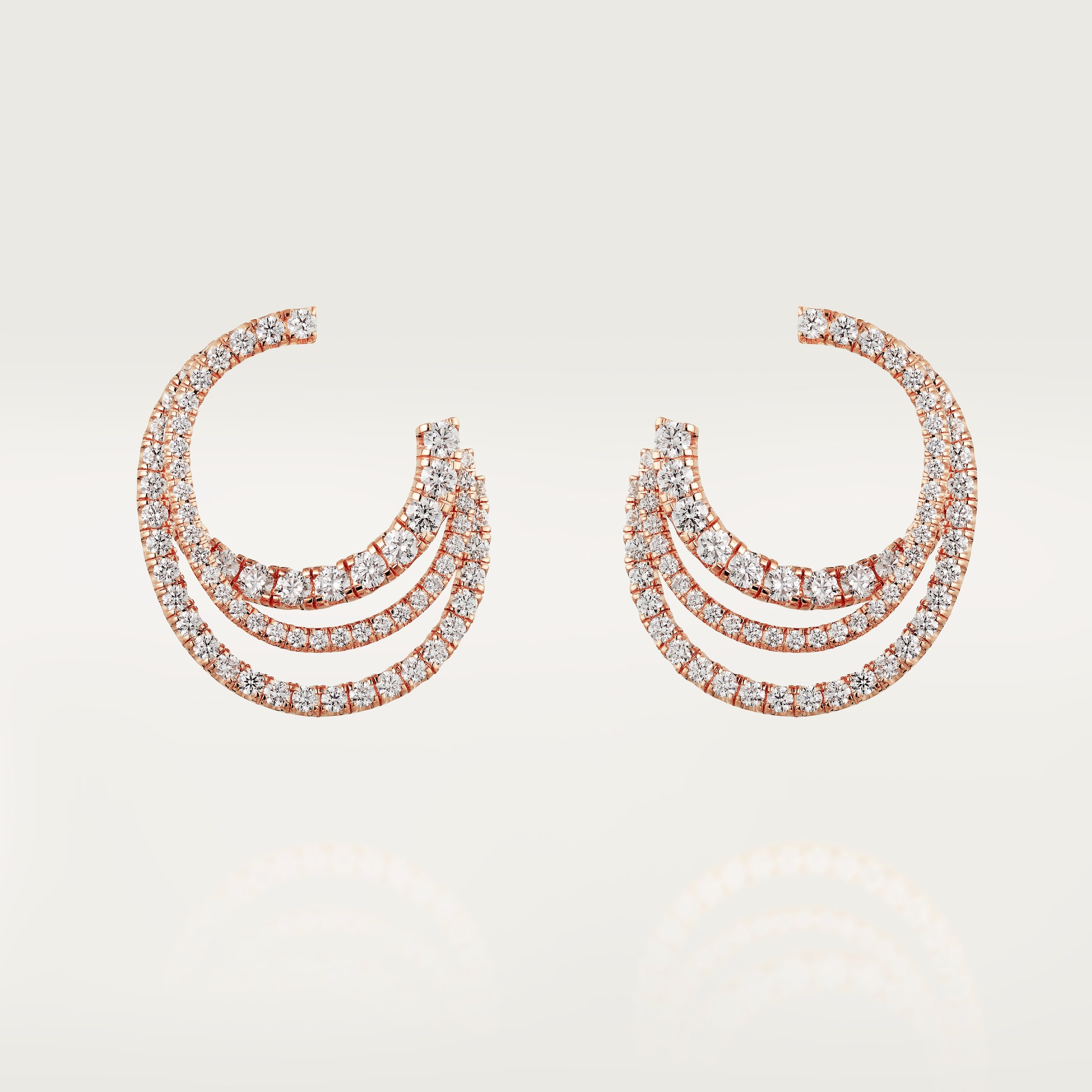 Etincelle de Cartier hoop earrings, triple row, paved
