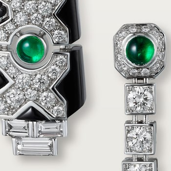 Panthère de Cartier earrings, emeralds, paved Panthère de Cartier earrings, emeralds, paved