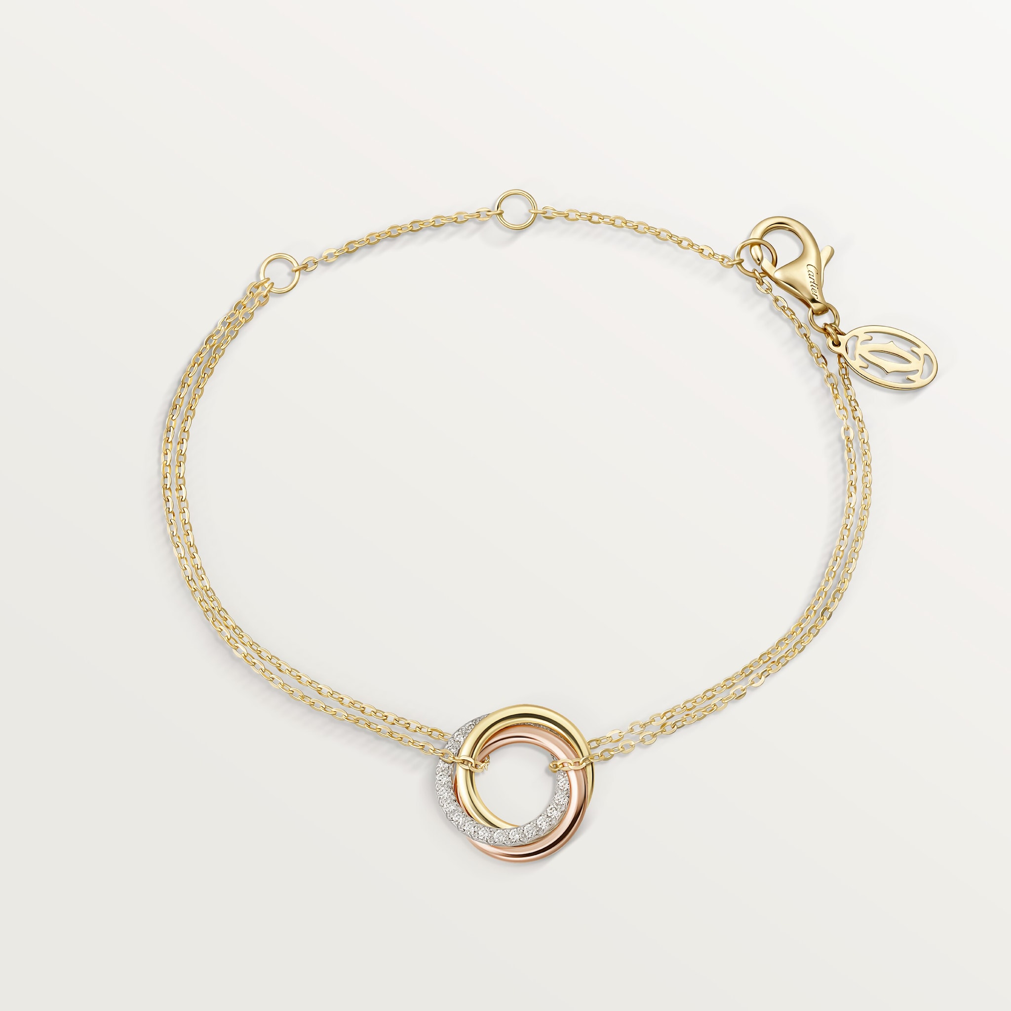 Trinity bracelet, on chain, diamonds