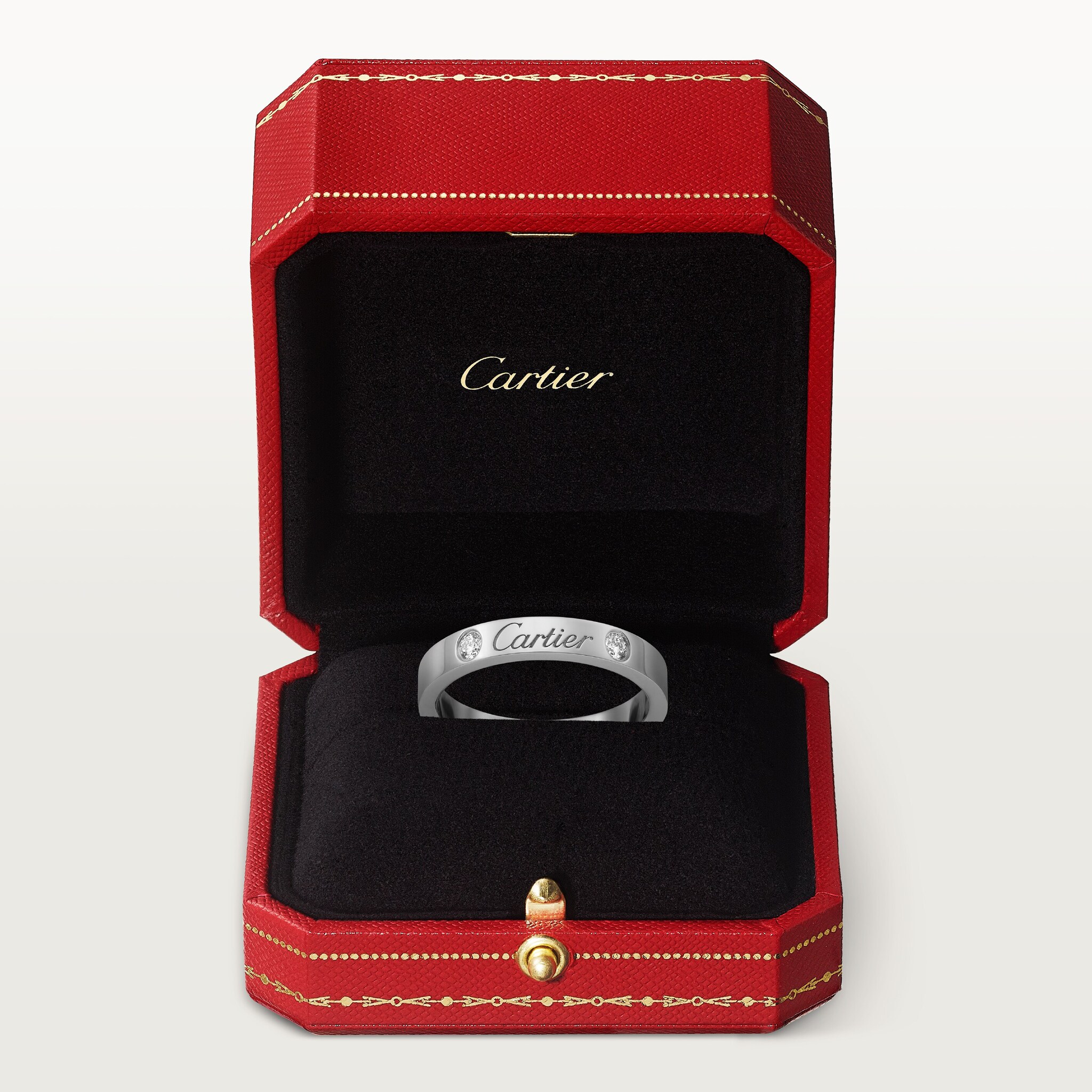 C de Cartier wedding band, 3 mm width, 2 diamonds, image 6