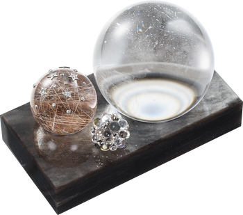Silver obsidian Les Galaxies de Cartier desk clock Silver obsidian Les Galaxies de Cartier desk clock
