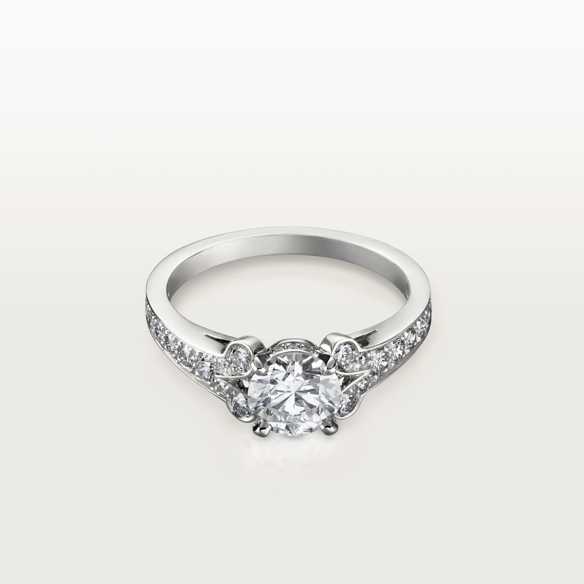 Ballerine solitaire, brilliant-cut diamond, paved 