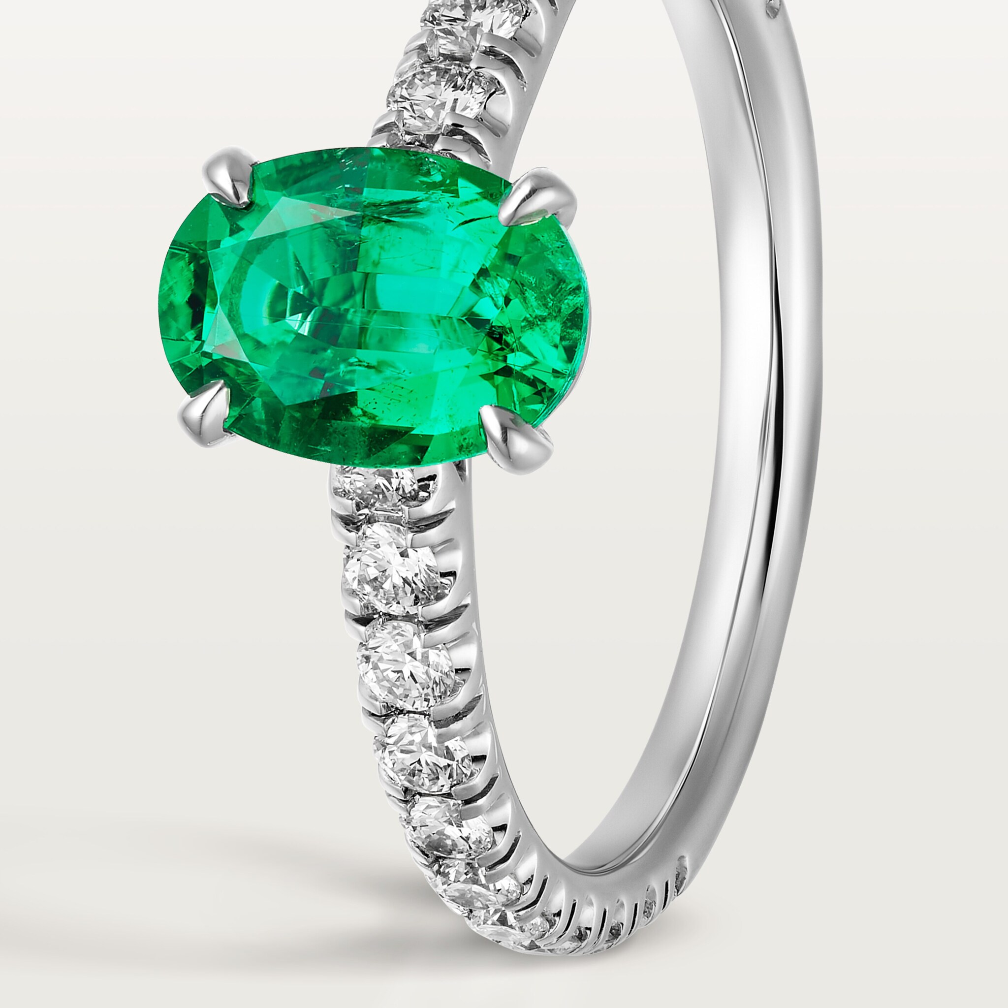 1895 solitaire, oval-cut emerald, paved , image 6