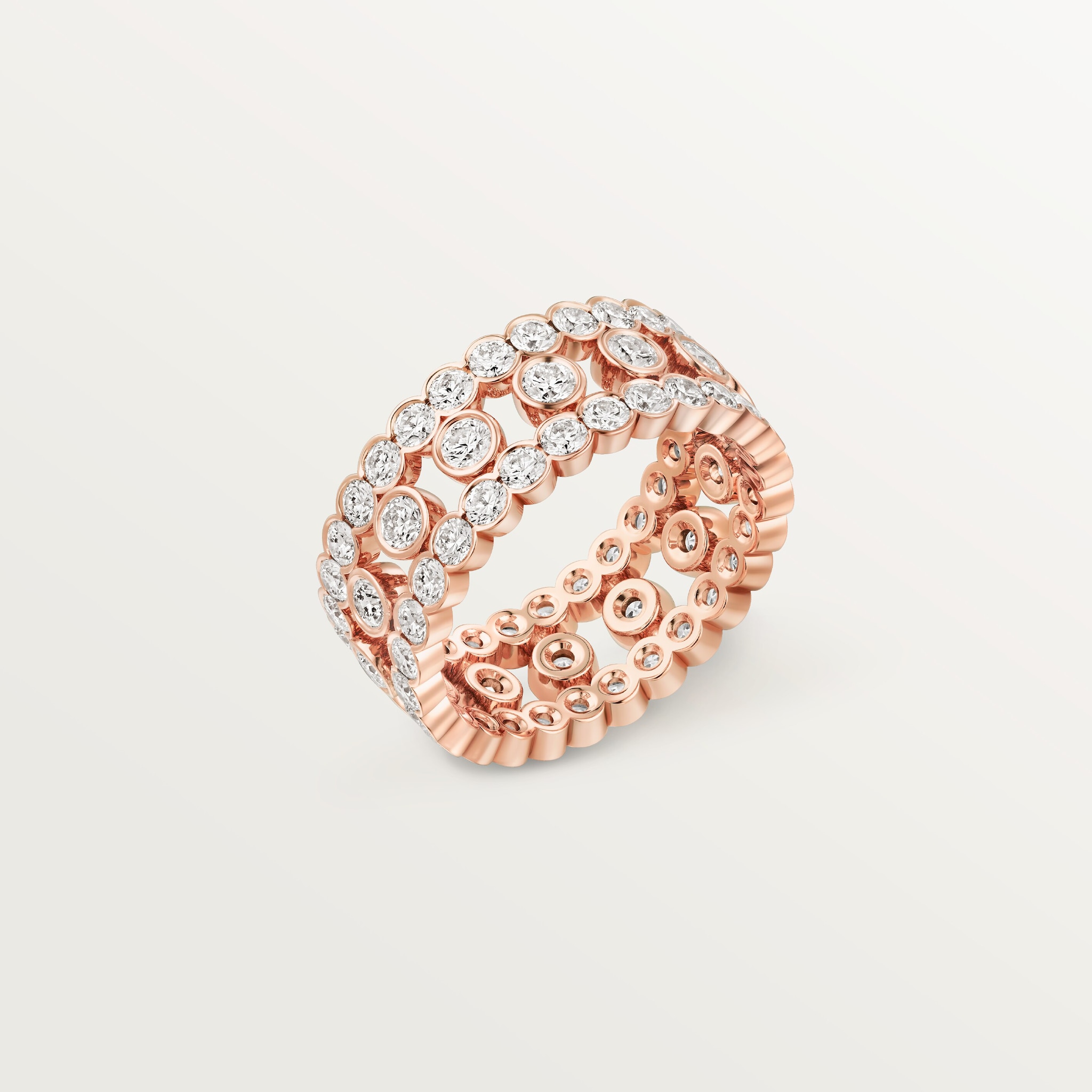 Broderie de Cartier ring, triple row, diamonds