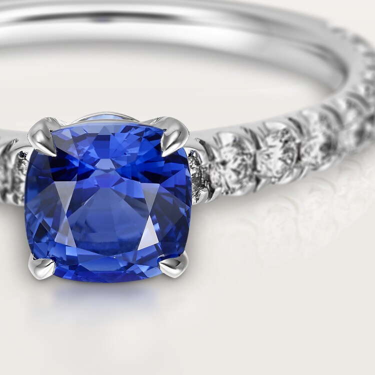 CRN4755800 Solitaire 1895 Platinum sapphire diamonds Cartier