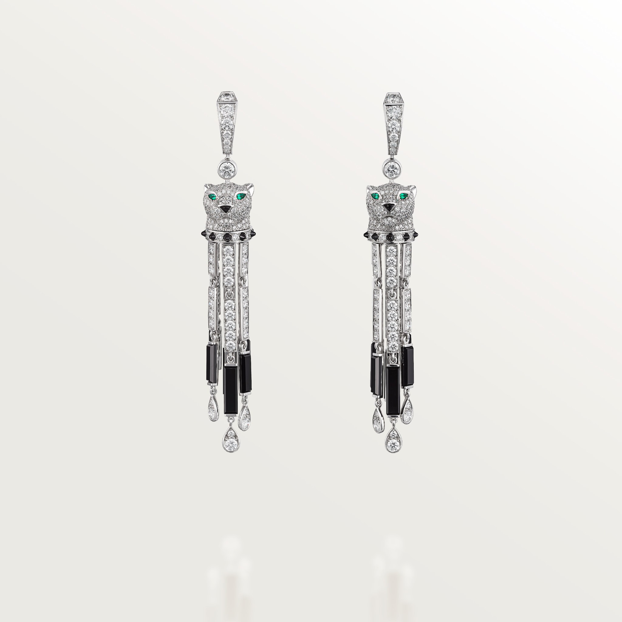 Panth&egrave;re de Cartier earrings, onyx, large model, paved