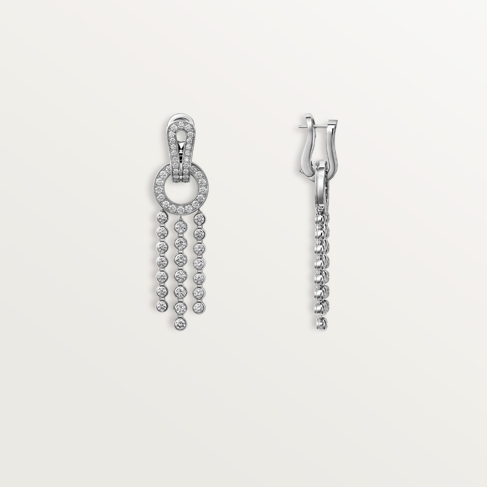 Agrafe earrings, brilliant-cut diamonds, paved