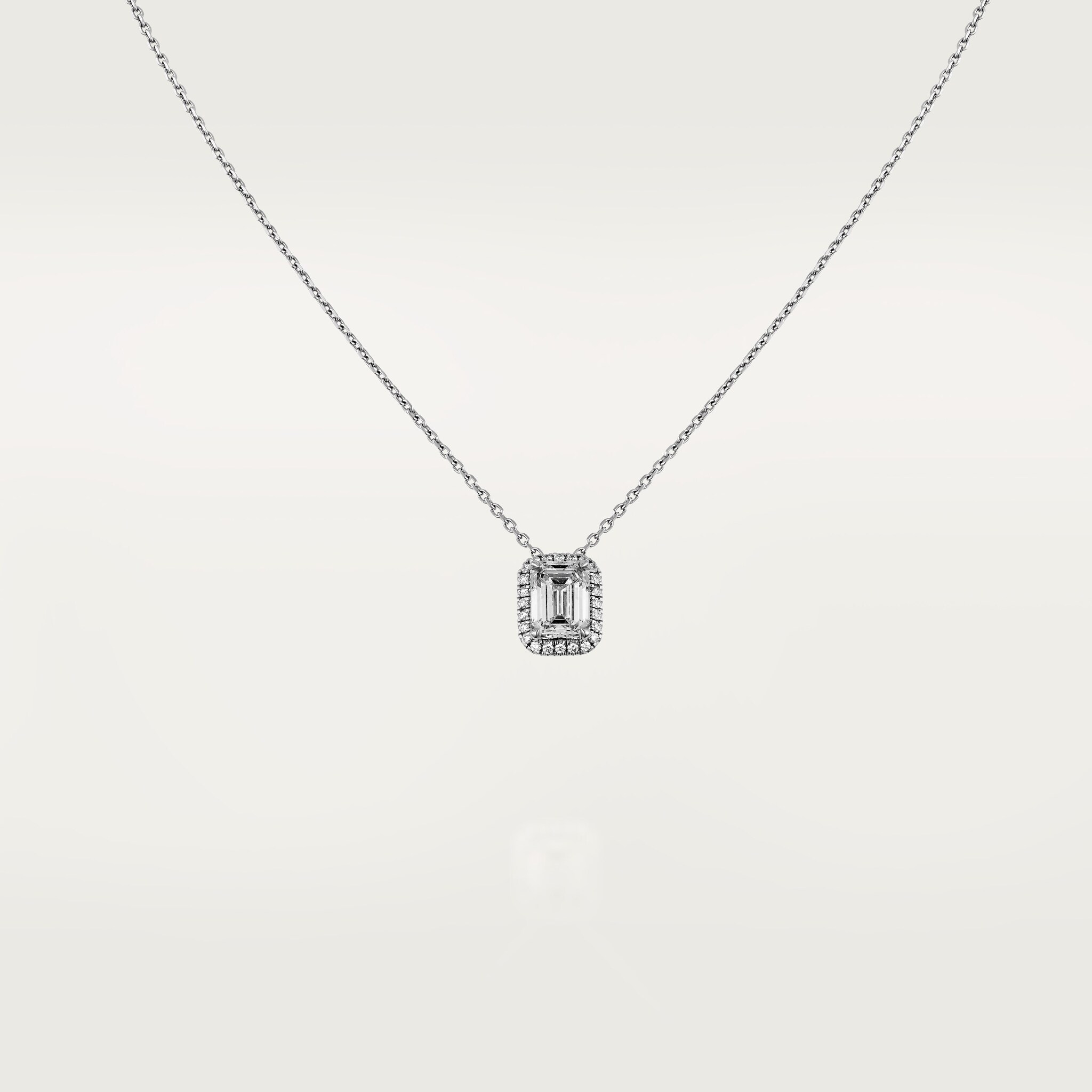Cartier Destin&eacute;e pendant, emerald-cut diamond, paved 