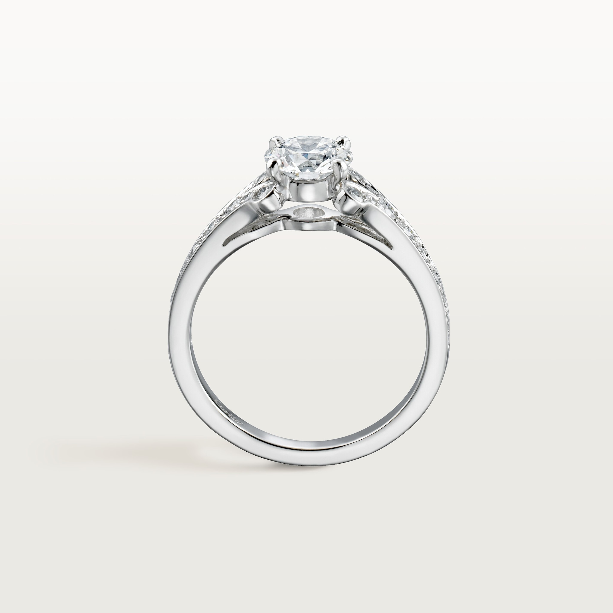 Ballerine solitaire, brilliant-cut diamond, paved 