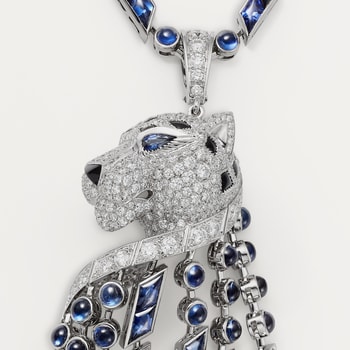 Panthère de Cartier long necklace, sapphire, large model, paved  Panthère de Cartier long necklace, sapphire, large model, paved