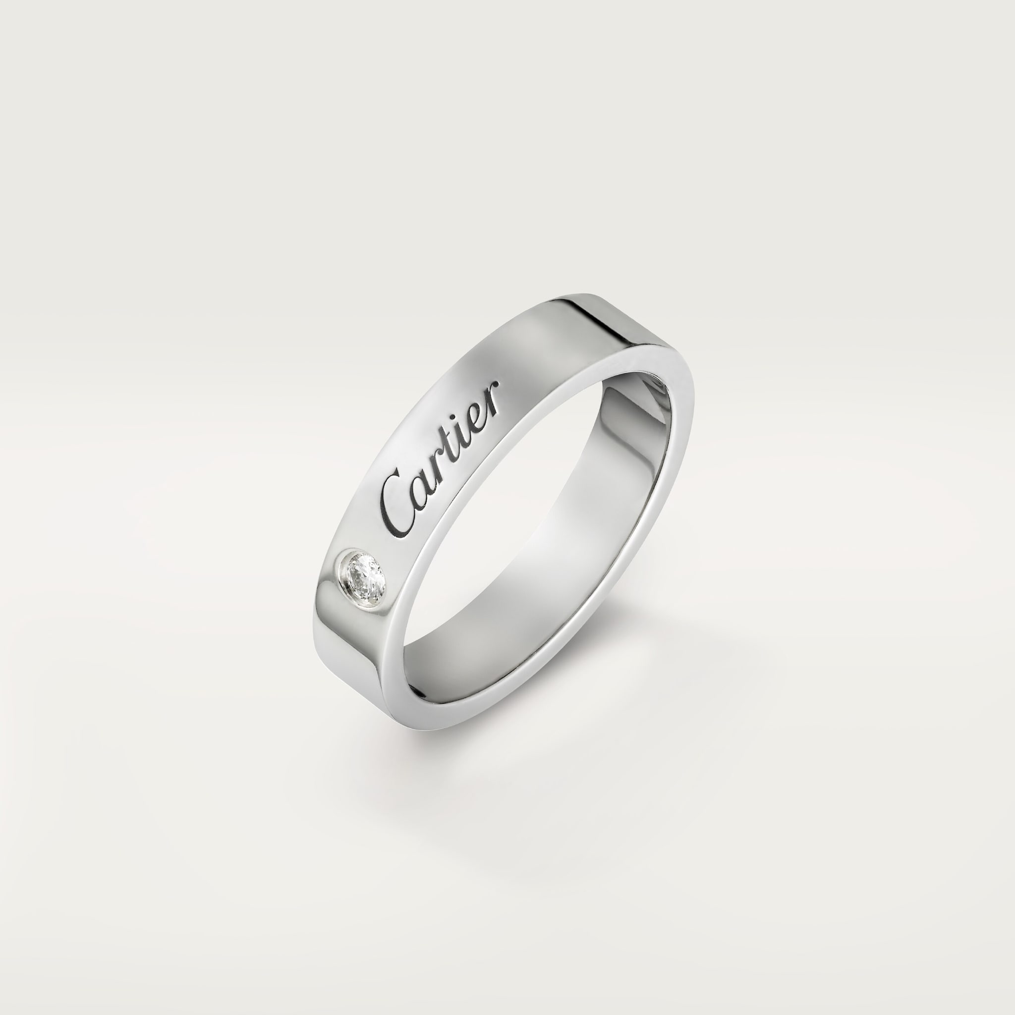C de Cartier wedding ring, 4 mm width, 1 diamond