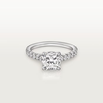 1895 solitaire, cushion-cut diamond, paved  1895 solitaire, cushion-cut diamond, paved