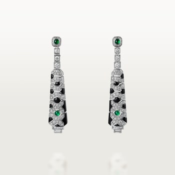 Panthère de Cartier earrings, emeralds, paved Panthère de Cartier earrings, emeralds, paved