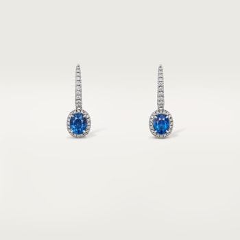 Cartier Destinée sleeper earrings, 2 oval-cut sapphires, paved Cartier Destinée sleeper earrings, 2 oval-cut sapphires, paved