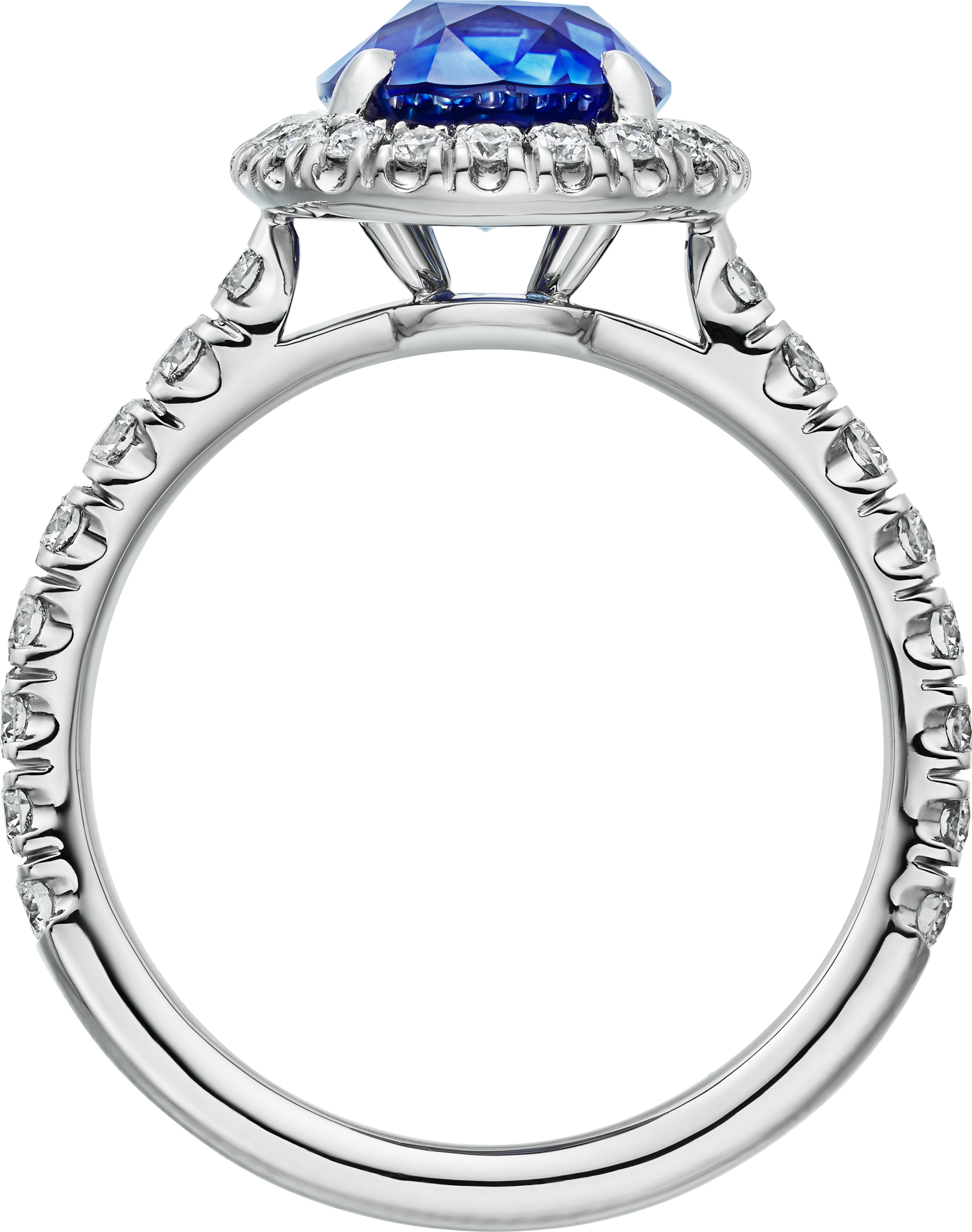 Cartier Destin&eacute;e solitaire, oval-cut sapphire, paved 