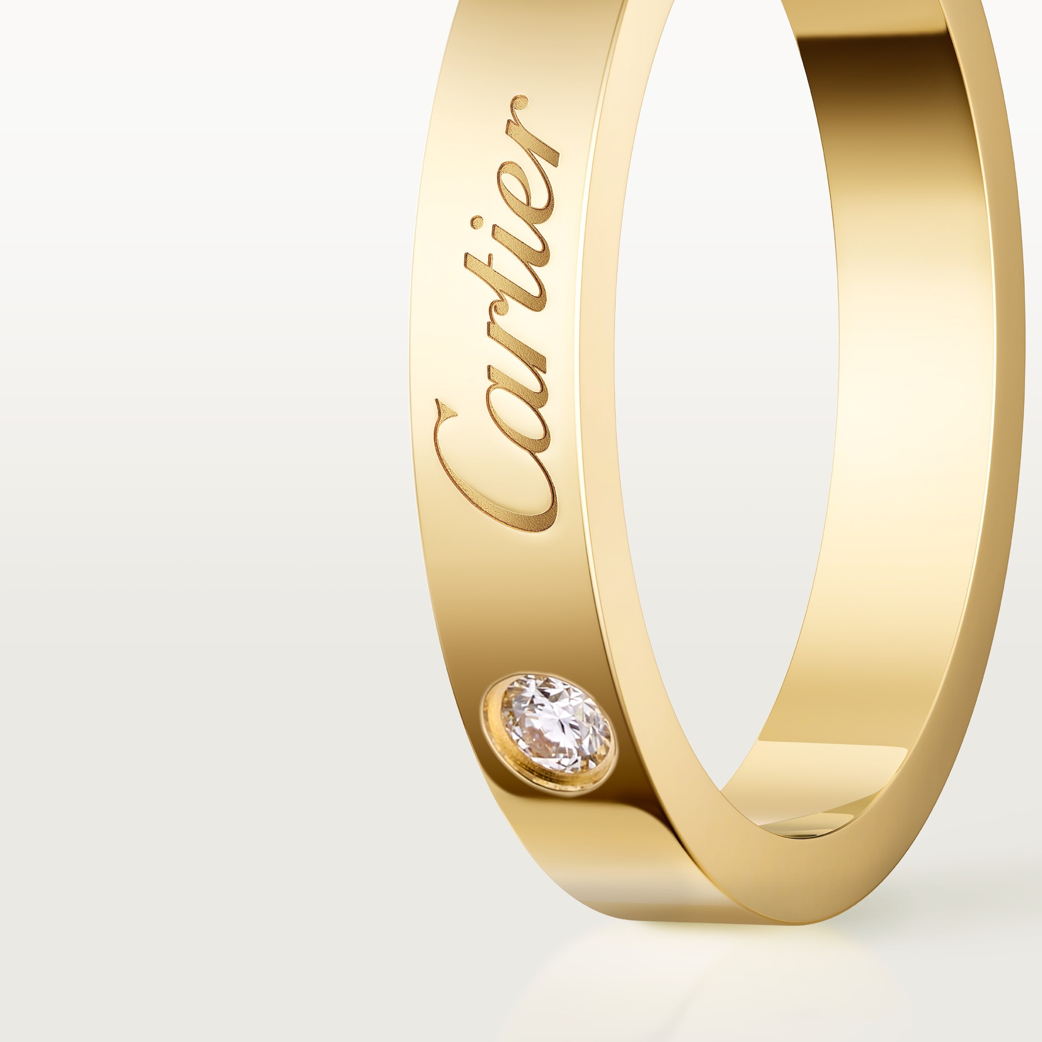 C de Cartier wedding band, 3 mm width, 1 diamond, image 5