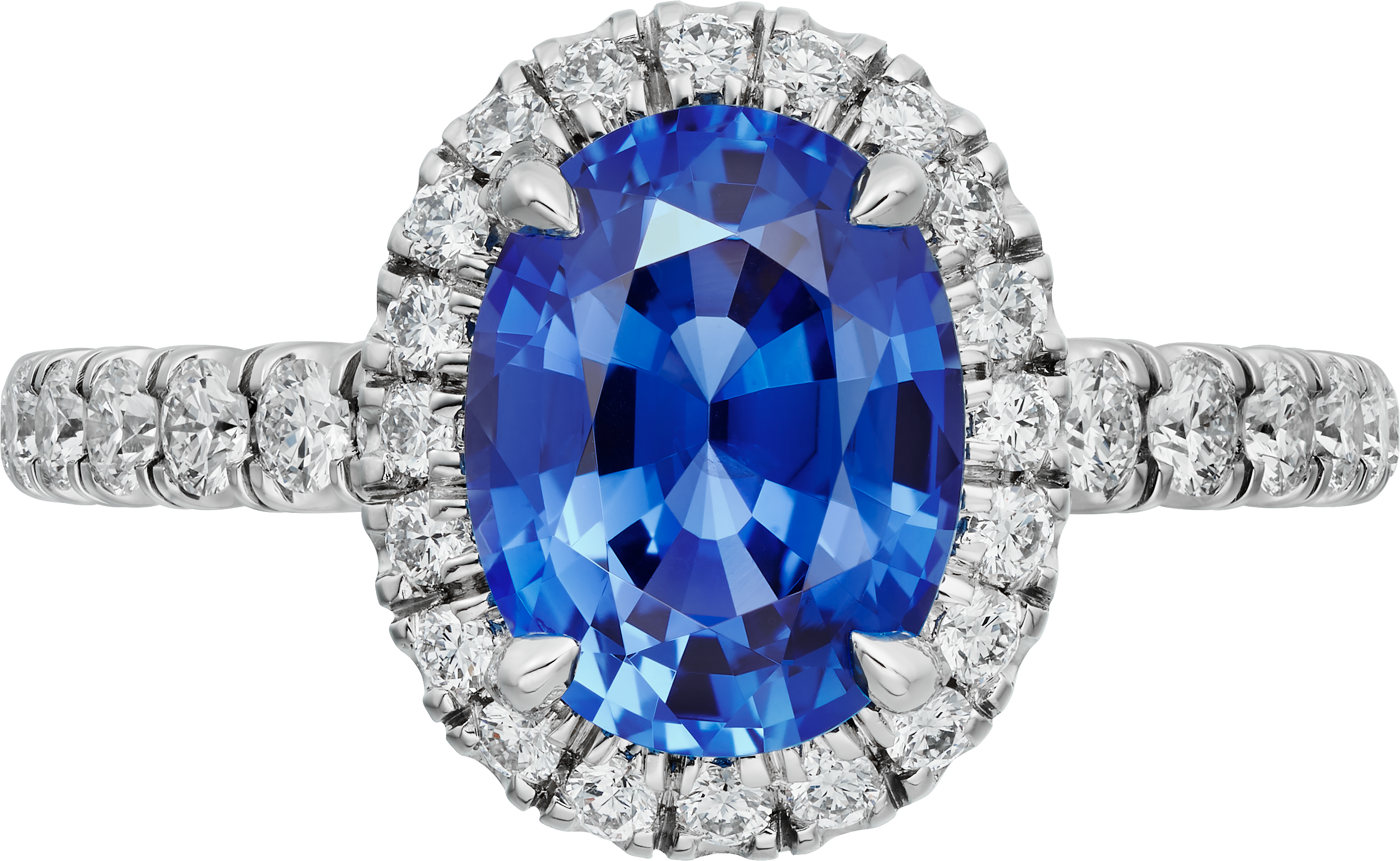 Cartier Destin&eacute;e solitaire, oval-cut sapphire, paved 