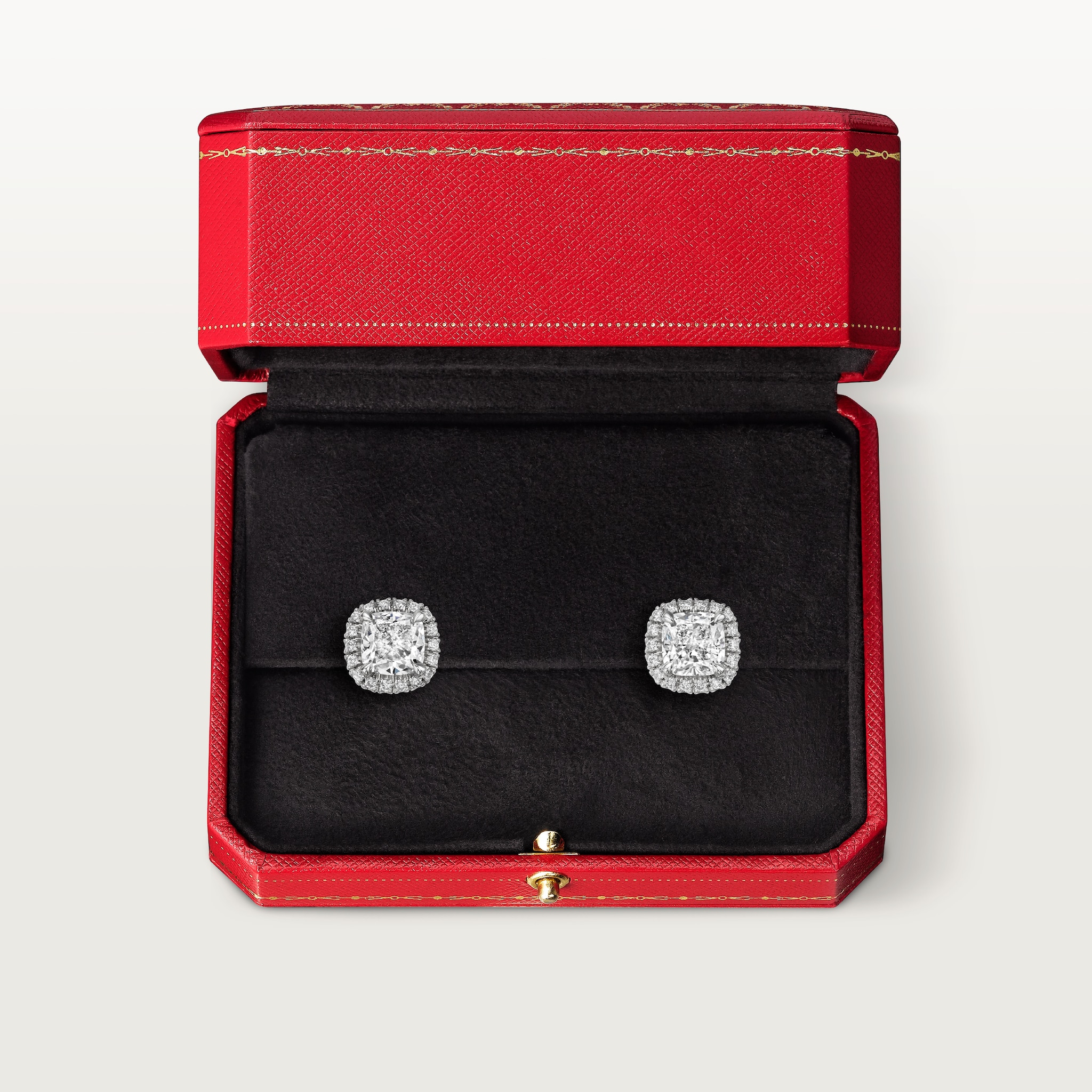Cartier Destin&eacute;e stud earrings, 2 cushion-cut diamonds, paved, image 5