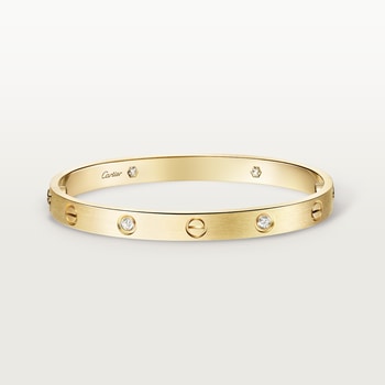 Bracelet #LOVE#, modèle classique, finition brossée, 4 diamants
