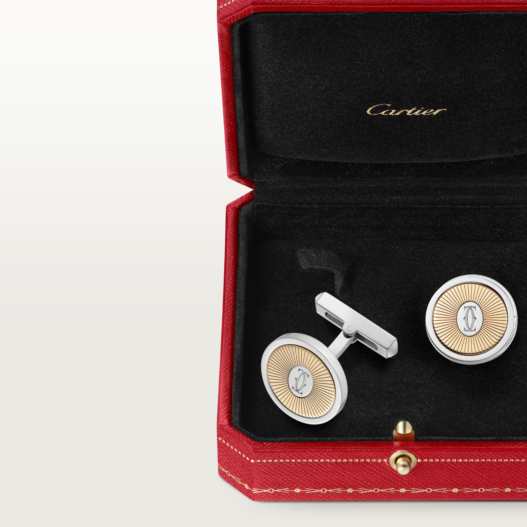 Double C de Cartier logo cufflinks with gold and silver Sunray motif, image 5