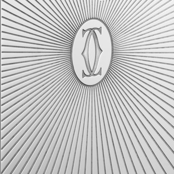 Double C de Cartier logo square lighter with Sunray motif in palladium finish Double C de Cartier logo square lighter with Sunray motif in palladium finish