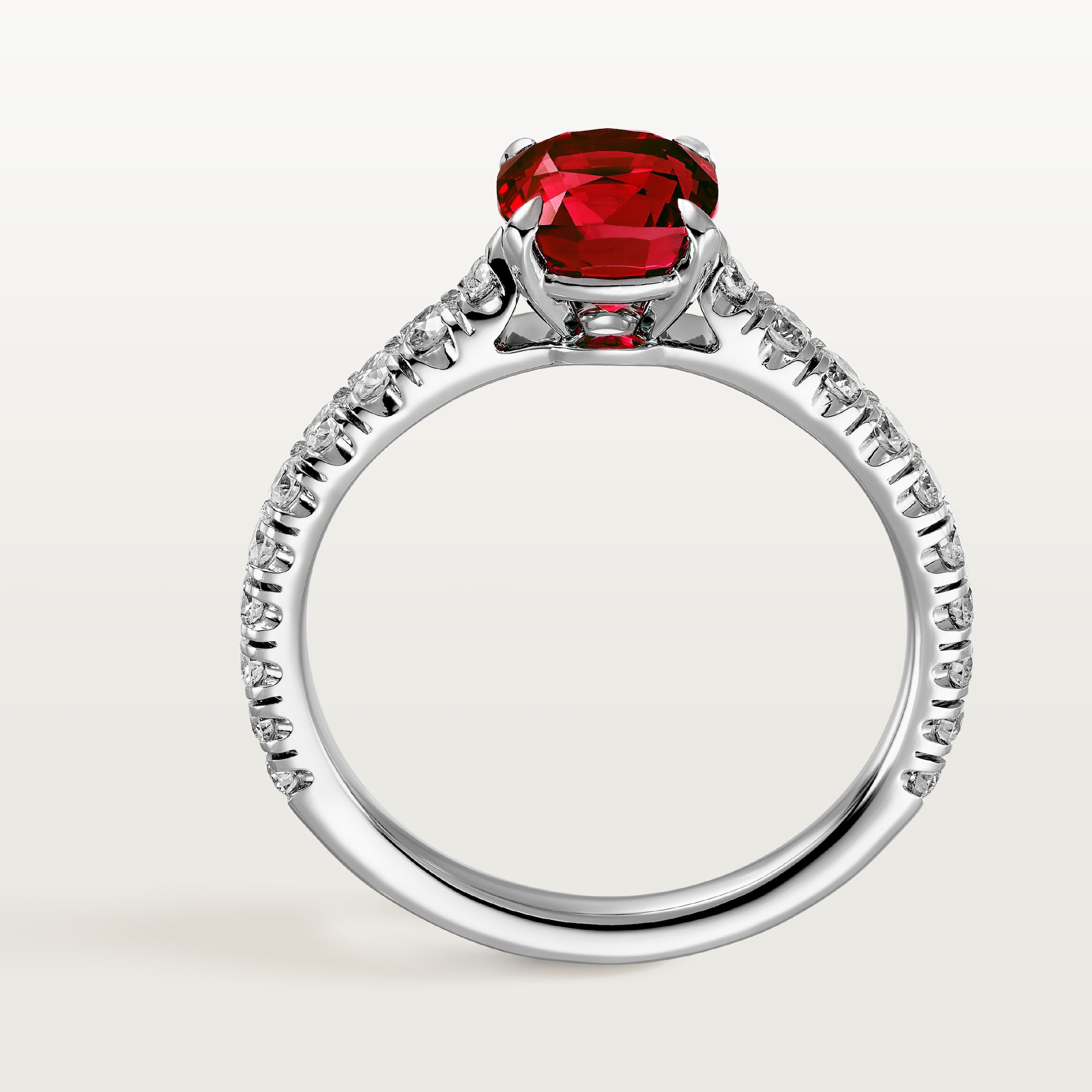 1895 solitaire, cushion-cut ruby, paved , image 6