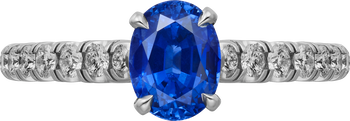 1895 solitaire, oval-cut sapphire, paved  1895 solitaire, oval-cut sapphire, paved