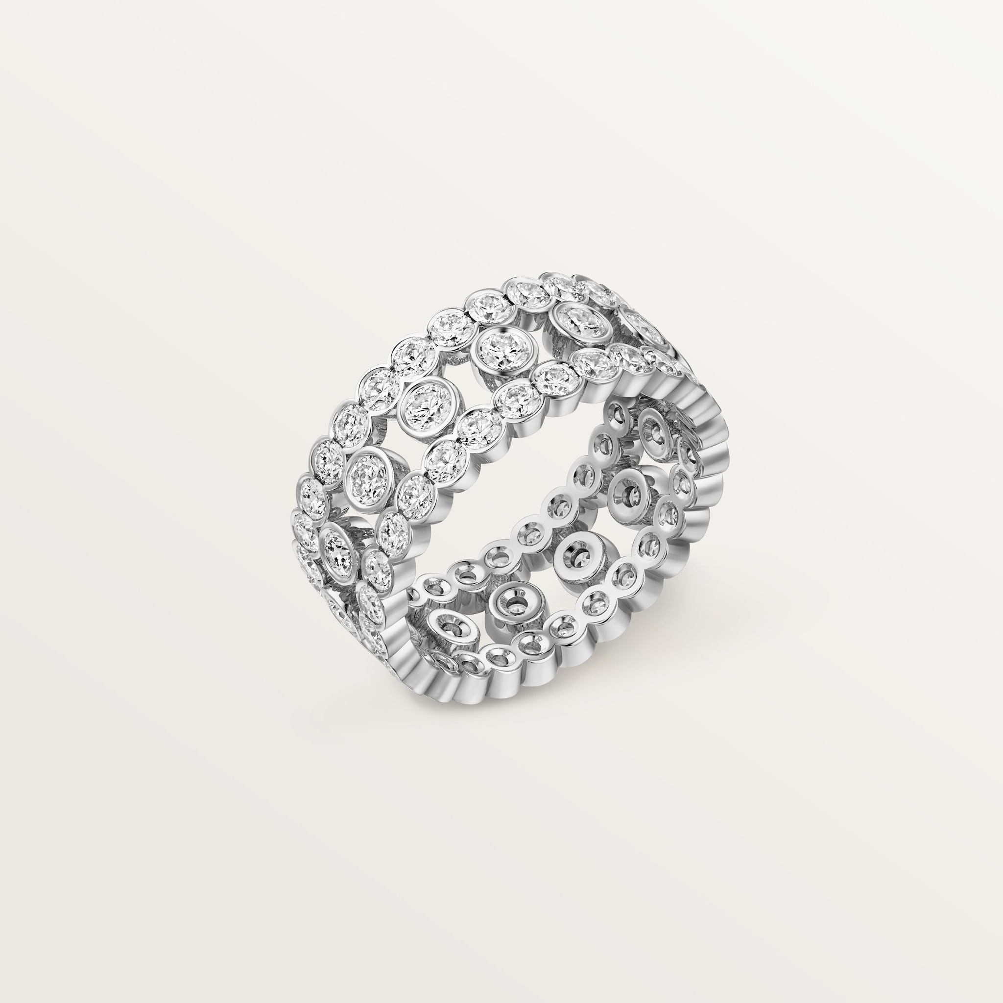 Broderie de Cartier ring, triple row, diamonds