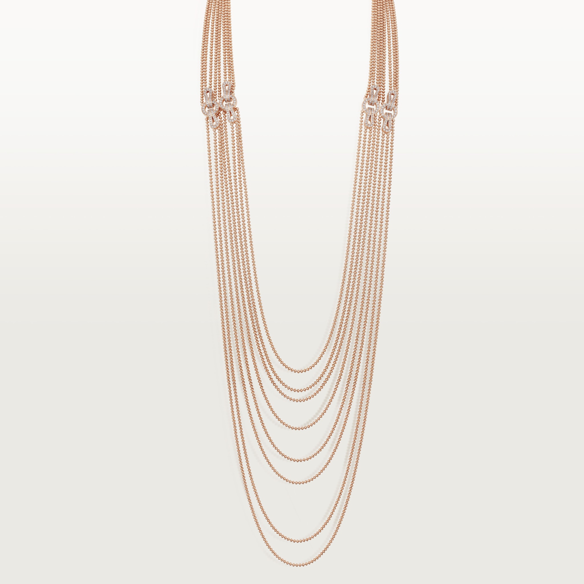 Agrafe long necklace, semi-paved