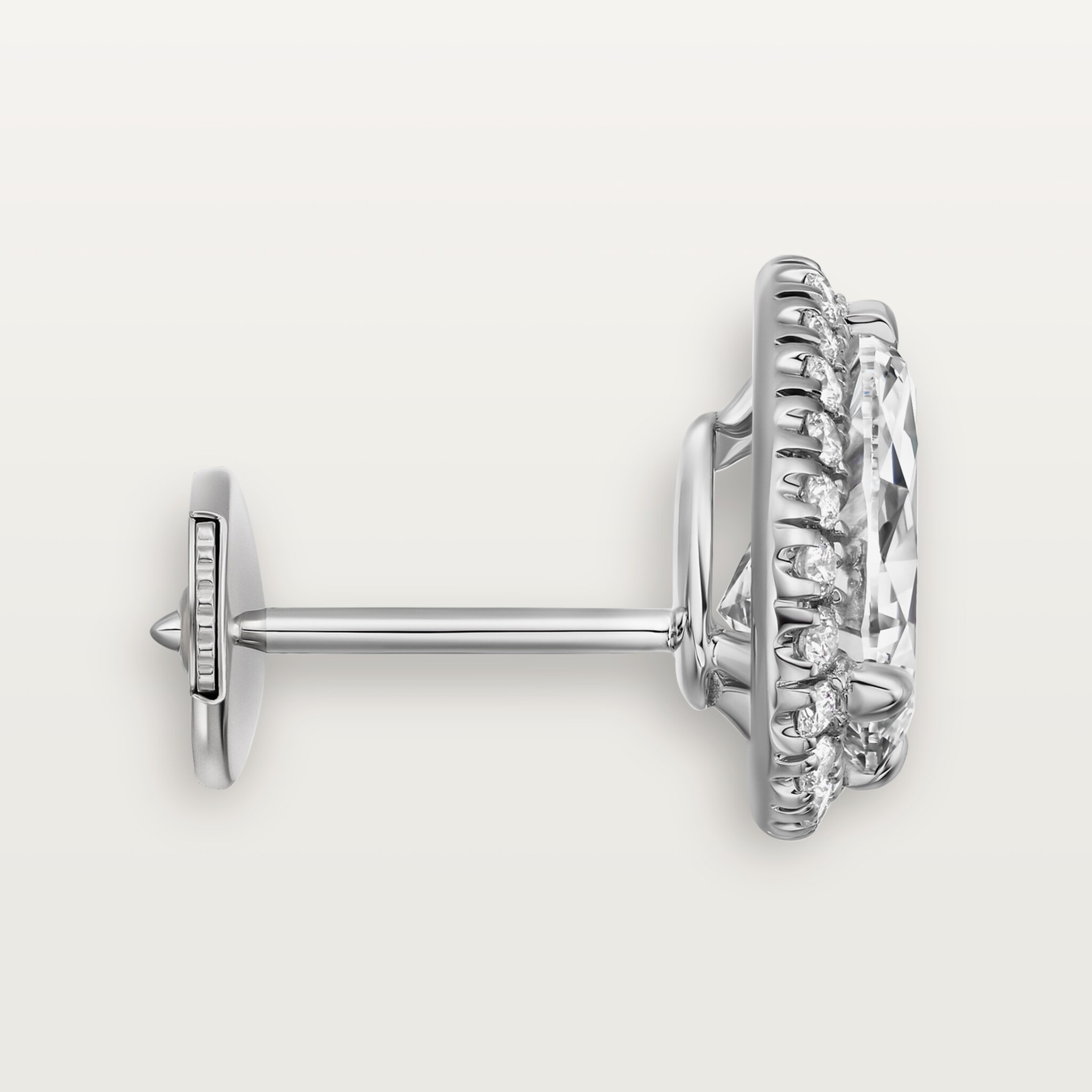 Cartier Destin&eacute;e stud earrings, 2 pear-shaped diamonds, paved