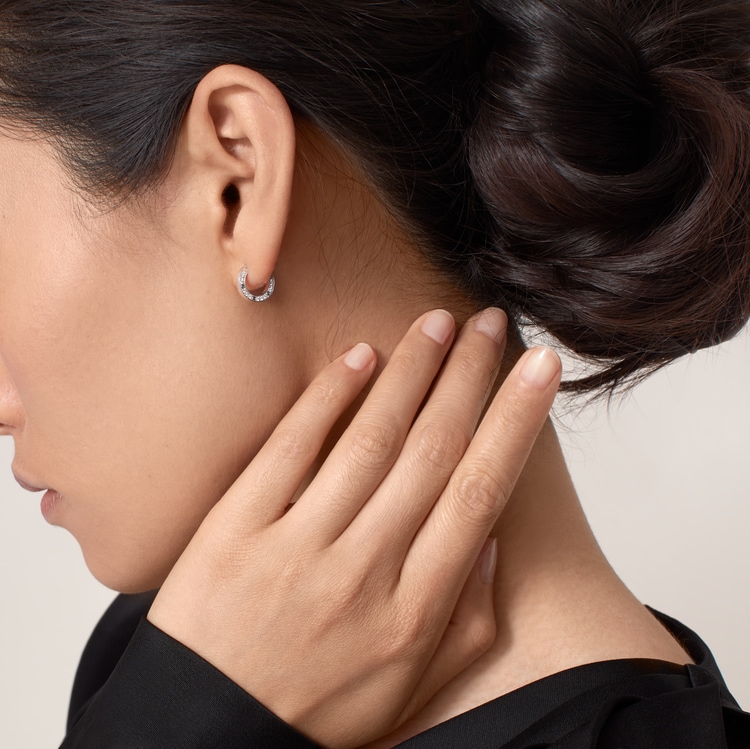 LOVE single hoop earring paved